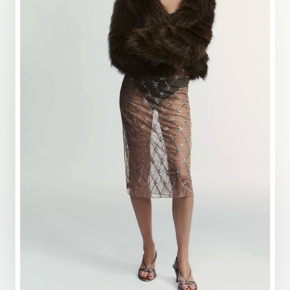 Zara embroidered beaded midi skirt - Picture 2 of 6